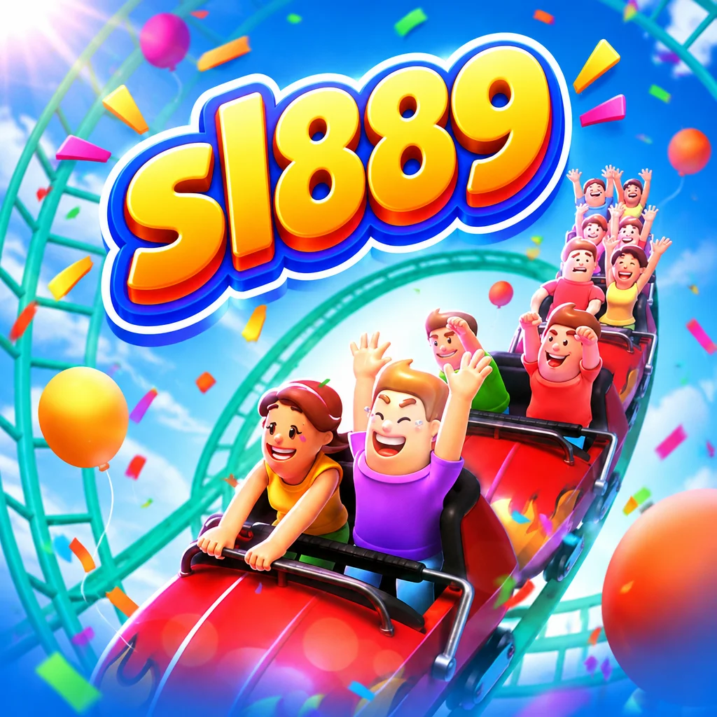 sl889 memperlihatkan wahana kereta seluncur roller coaster ceria di game Wild Coaster